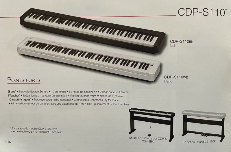Piano numérique Casio cdp-s110 sur Rennes et Fougères